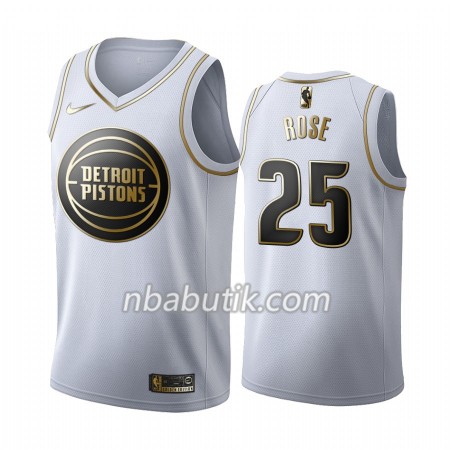 NBA Mænd Trøje Detroit Pistons Derrick Rose 25 Nike 2019-20 Hvid Golden Edition Swingman